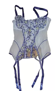 ADORE ME GARTER PURPLE WHITE MESH WOMEN SIZE 34D - Picture 1 of 2