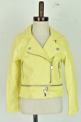 MARKS & SPENCER Yellow Faux Leather Jacket size 5-6 Years Girls Full Zip - Image 1 of 4