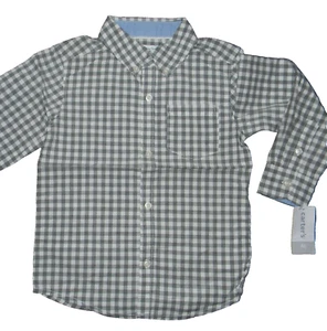 Camisa a Cuadros Carter's Niño Talla 7 Manga Larga Con Botones Gris/Blanco A Cuadros Nueva con Etiquetas - Imagen 1 de 5