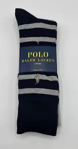 Polo Ralph Lauren Para Hombre Poni Vestido Calcetines 3 Pares Rayas Azul Zapato Talla 6-12.5 - Imagen 1 de 3
