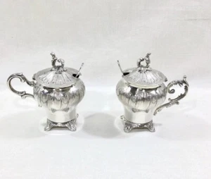 Victor Saglier Pair of Louis XV Silver Plated Salt Cellars France 19th Century - Picture 1 of 13