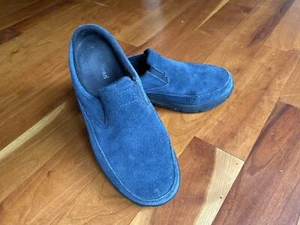 LL Bean Women’s Dark Blue Suede Slip-On Round Toe Mules Clogs Size 8 Wide - Picture 1 of 9