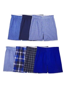 Fruit Loom Boys Woven Boxer Shorts 7 Pack Size S 6 -8 Plaids - Picture 1 of 6