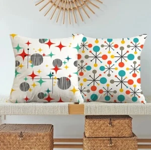 Pillow Covers Mid Century INDOOR/OUTDOOR Set of 2 18x18 - Picture 1 of 4