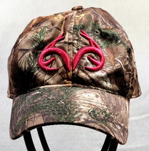 REALTREE Hardwoods PINK LOGO Camouflage Hat Camo Baseball Cap Distressed - Picture 1 of 24
