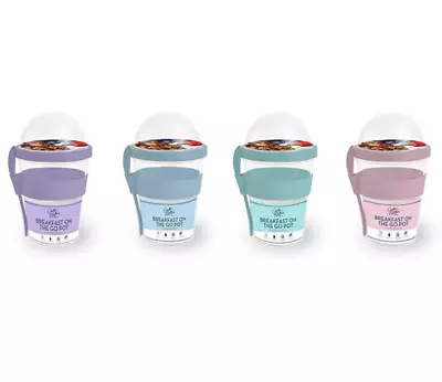 Breakfast On The Go Pot with Spoon Pastel Colour, Leak Proof and Dishwasher Safe - Image 1 of 4