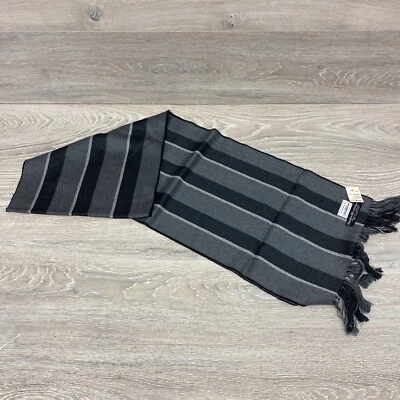 Bufanda de lana de cordero vintage rayas grises superfinas Saks Quinta Avenida con Alemania Foto 1 de 4