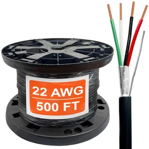 22 AWG 4 Conductor Stranded Shielded Plenum Cable Black CL3P Jacket for Secur... - Picture 1 of 6
