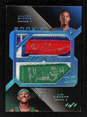 2008-09 UD Black White 1/1 JR Giddens Walter Sharpe RPA Dual Patch Auto RC 2d0 - Image 1 of 3