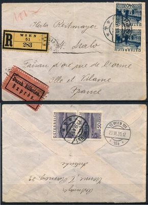AUSTRIA - WIEN 1931, NICE REGISTERED & EXPRESS COVER TO FRANCE. #A995 - Image 1 of 3