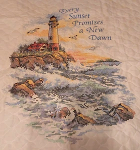 Thomas Kinkade Counted Cross Stitch Finished Piece 38" x 43" Baby Quilt New - Picture 1 of 21