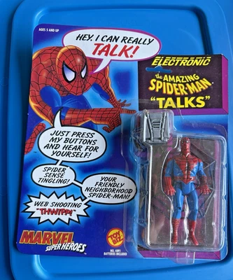 电子神奇蜘蛛侠会说话可动人偶 1991 年 ToyBiz 号 4891 全新 NIP — 第 1/2 张图片