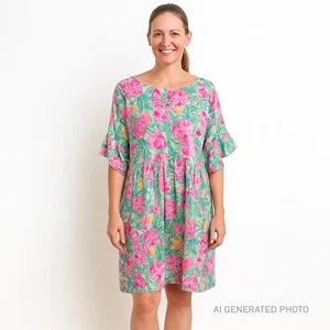 Lilly Pulitzer Tiltson Kleid M Neu mit Etikett Pear Necessities Rosa Blumen Baumwolle Urlaub - Bild 1 von 11