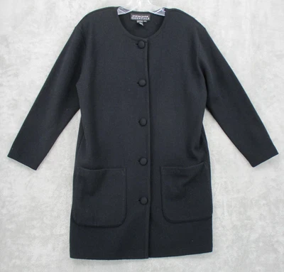 Abrigo Suéter Andrea Jovine Essentials Pequeño Pequeño Lana Botón Grueso Tejido Negro Foto 1 de 4