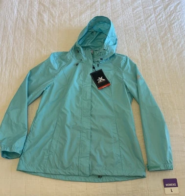 ¡¡NUEVO CON ETIQUETAS!! Chaqueta de lluvia ZeroXposur grande con capucha Aqua para mujer Foto 1 de 4