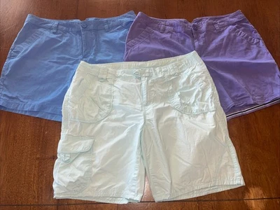 3 - Lote de 3 Pantalones Cortos Columbia Mujer Talla 12 Grande Azul Púrpura Como Nuevo Exterior Foto 1 de 4