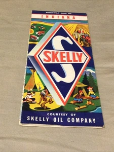 Pubblicità anni 50 Skelly Oil Company INDIANA mappa autostrada stazione di servizio - Foto 1 di 2