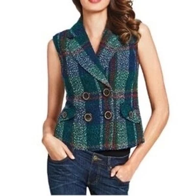 Chaleco CABI Tweed a Cuadros Doble Pecho Mezcla Lana Talla Mediana  Foto 1 de 4