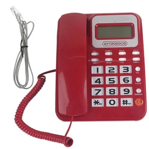 (red) Corded Telephone Wired Telephone With Speaker Voice Recorder And - Zdjęcie 1 z 12