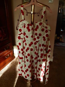 Ixia Rockabilly Sz 1X Sundress Cherry Print Pin-up Full Skirt Square Neck - Picture 1 of 15