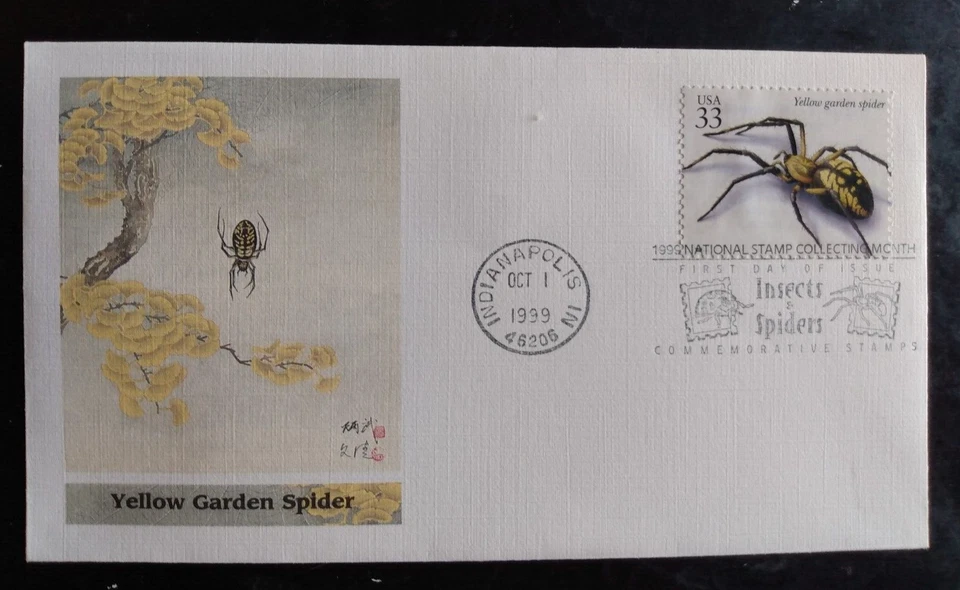 YELLOW GARDEN  SPIDER INSECTS & SPIDERS  1999 FDC FLEETWOOD CACHET VF UNADDR - Image 1 of 1