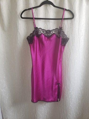 UNDERCOVER Abito slip in raso Victoria Secret taglia S nero pizzo viola Y2K