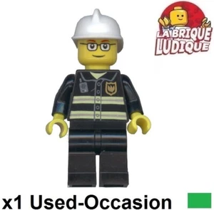 LEGO Figürchen Minifig City Feuerwehrmann Feuer Man Helm Weiß Heckscheibe Radio - Bild 1 von 1