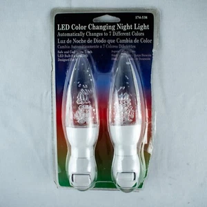 UNDERWRITERS LAB New RGB LED Changing Colors Wall Plug-In Night Light Set of 2 - Picture 1 of 13