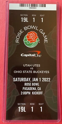 2022 ROSE BOWL Commemorative Ticket Stub 1/1 - UTAH UTES vs OHIO STATE BUCKEYES - Image 1 of 2