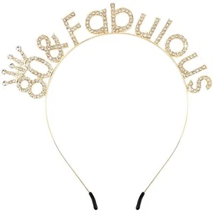 Atoden 80 and Fabulous Birthday Headbands for Women Gold Tiara Crown 80th Bir... - Picture 1 of 7