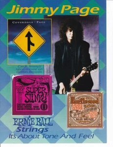 Rare 1993 Jimmy Page Coverpage Ernie Ball Guitar Stings Ad/  Great Photo - Picture 1 of 1