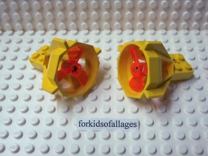 2x Lego Aquazone Yellow Propeller Housing 6040 w/ Trans Neon Orange 6041 3-Blade - Picture 1 of 2