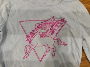 Girl's Grey Long-Sleeve Pink Pegsus T-Shirt from Gap - Size S (6-7) - Picture 1 of 4