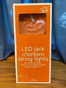 18 Orange LED Jack O' Lantern Halloween String Lights Pumpkins New in Box Tested - Picture 1 of 3