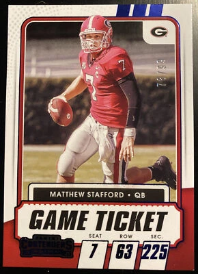 Matthew Stafford /99 2021 Panini Contenders Draft Picks Game Ticket Blue Foil #9 - Image 1 of 3