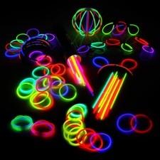 100 Knicklichter Leuchtsticks+5 Leuchtbrille+5 Leucht Haarreifen+100Konnektoren