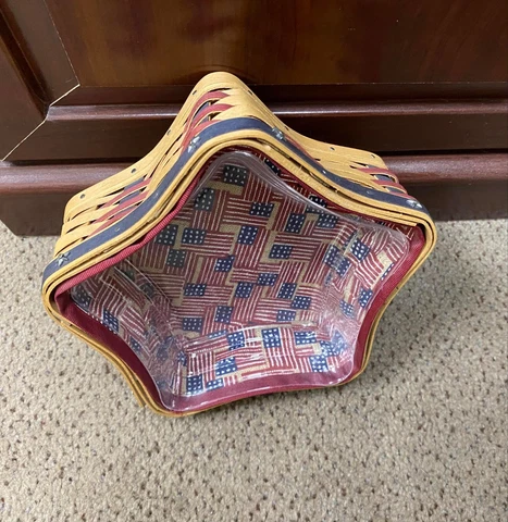 Longaberger Basket. Americana. Star-Shaped. Vintage. Made in USA. Patriotic Deco Cover