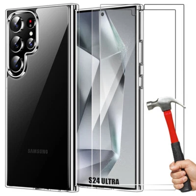 Coque pour Samsung Galaxy S24 Ultra S24 S23 FE S22 Plus S21 FE +2 Verres Trempés