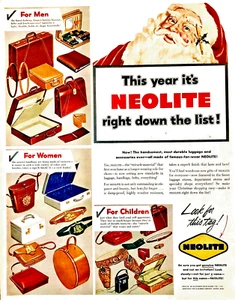 GOODYEAR'S NEOLITE—LUGGAGE PURSES WALLETS—SANTA CLAUS—1952 CHRISTMAS PRINT AD - Picture 1 of 1