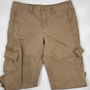 Eddie Bauer Womens Cargo Pants 6 Beige Tan Khaki Cotton Stretch Outdoor Skimmer - Picture 1 of 10