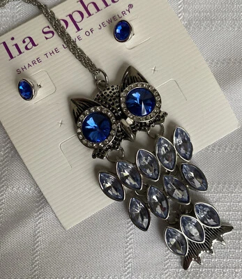 "Collar Lia Sophia Septiembre Cumpleaños Tachuelas y Park Lane Mueva Búho 29-32"" Usado en Excelente Condición" Foto 1 de 4