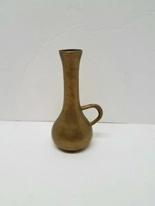 Vintage Solid Brass 5 3/4" Vase Handled Flower pitcher Nice Patina - Picture 1 of 10