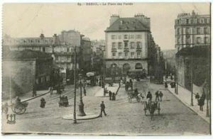 Antigua postal de caballos de colección Brest Francia en Place Des Portes 081912 OS - Imagen 1 de 2