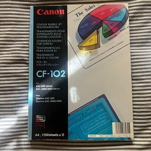 Unopened 50 Canon CF-102 Color Bubble Jet Transparencies BJC-600 & 4000 Series - Picture 1 of 9