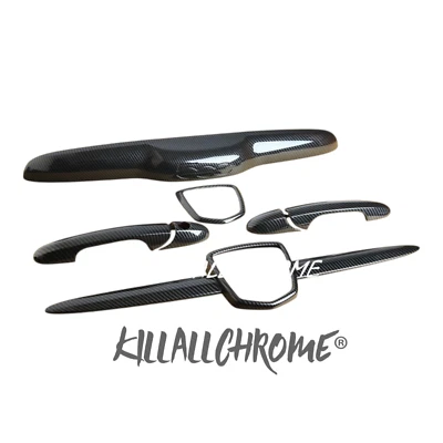 KILLALLCHROME Fits Abarth 500 Full Kit Handles Whisker Boot Handle Rear Badge Carbon Look