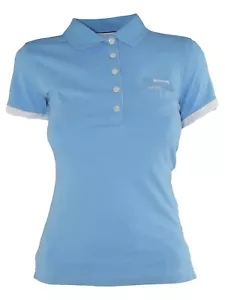 Womens Pirelli Polo Shirt Size 38 Xs Extra Small Blue Short Sleeve Cotton Jersey - Picture 1 of 23