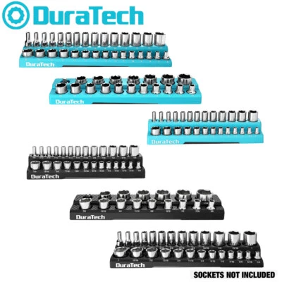 DURATECH 6PC Magnetic Socket Organizer Set Tool Cart 1/2"1/4" 3/8" Dr SAE&Metric - Image 1 of 4