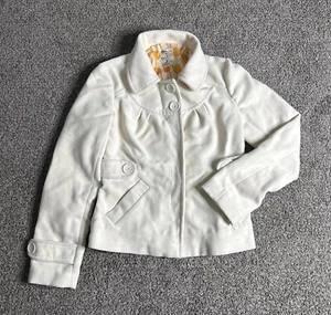 Anthropologie Tulle Button Down Cream Colored Pea Coat Size Large-Medium - Picture 1 of 13