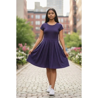 Vestido Polo Ralph Lauren Niñas Púrpura Rayas Manga Corta Plisado Talla L 12 14 NUEVO Foto 1 de 4