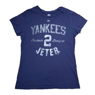 Camiseta Derek Jeter #2 New York Yankees Manga Corta Mujer L Azul Marino Béisbol 2010 Foto 1 de 4